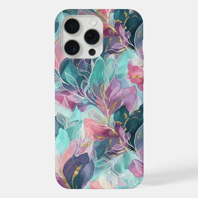 Coque iPhone Fleurs Tons de Bijoux (Verso)