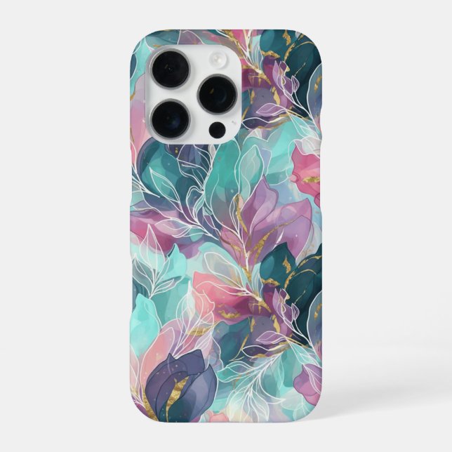 Coque iPhone Fleurs Tons de Bijoux (Verso)