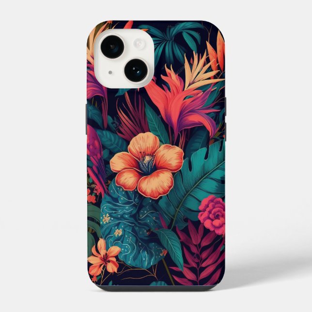 Coque iPhone Fleurs tropicales (Verso)