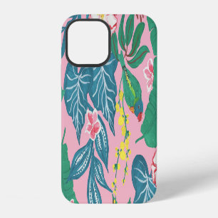 Coque iPhone 12 Fleurs tropicales Abstraites, motif de guache pein