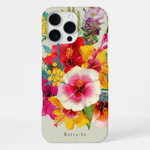 Coque iPhone 16 Pro Max Fleurs tropicales chaudes