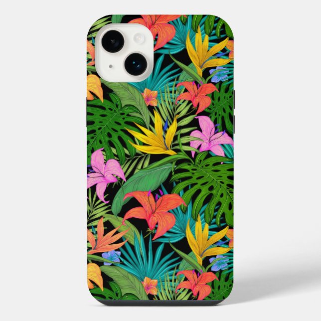 Coque iPhone Fleurs tropicales colorées (Verso)