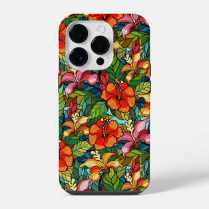 Coque Pour iPhone 14 Plus Fleurs tropicales colorées motif, hibiscus