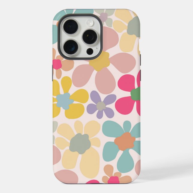 Coque iPhone Fleurs Vagues Pastel Retro (Verso)