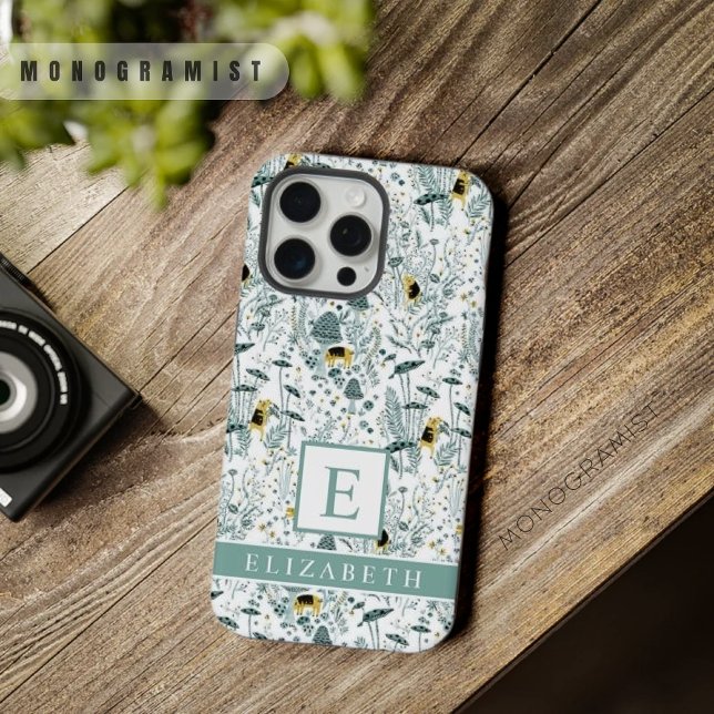 Coque iPhone Fleurs Vertes Florales Blanches Personnalisables (Customizable White Floral Green Flowers iPhone Case)