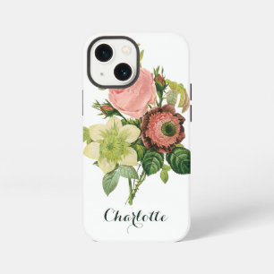 Etui iPhone 13 Mini Fleurs Vintage, Anémones Roses Clematis par Redout