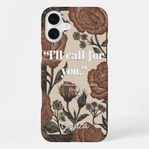 Coque iPhone 16 Plus Fleurs Vintage Élégantes Citation Classique Pour V