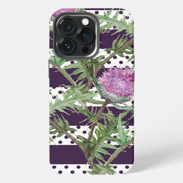 Coque iPhone Fleurs violettes de chardon (Dos)
