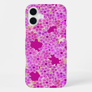 Coque iPhone 16 Plus Fleurs violettes, lavande et prune, fond prune