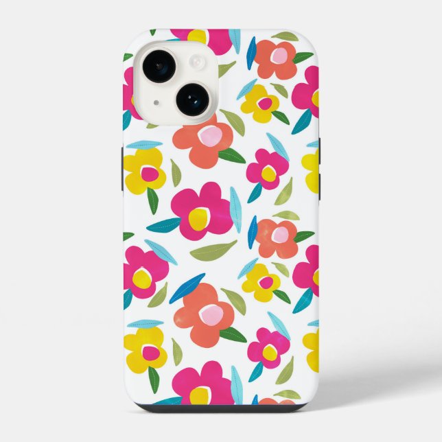 Coque iPhone Fleurs vives sur fond blanc (Verso)