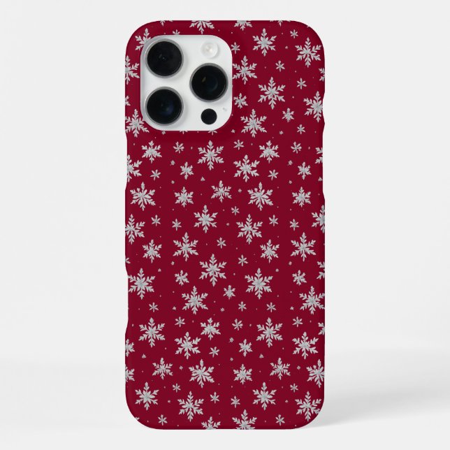 Coque iPhone Flocon de Neige Élégant en Argent | Vacances d'Hiv (Verso)