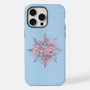 Coque iPhone 15 Pro Max Flocon de neige rose et bleu géant mignon