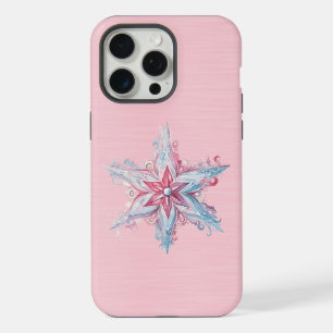 Coque iPhone 15 Pro Max Flocon de neige rose et bleu géant mignon