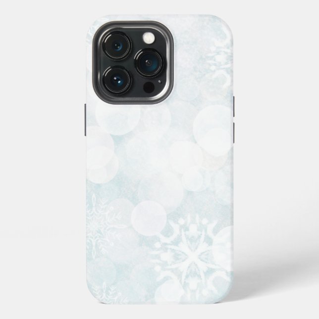 Coque iPhone Flocons de neige blancs et lumières Bokeh (Dos)