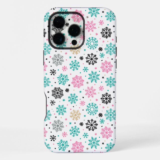 Coque iPhone Flocons de neige rétro (Verso)