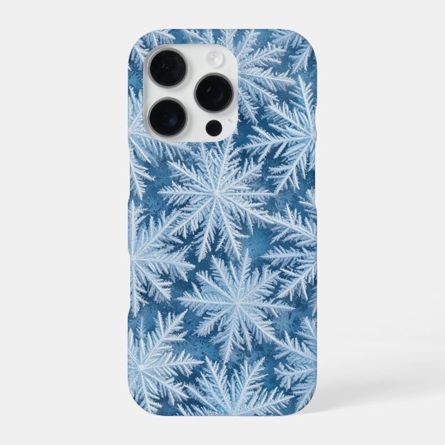 Coque iPhone Flocons de neige sur une surface gelée en hiver (Verso)