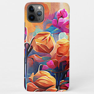 Coque iPhone 11Pro Max Floral Abstract Art Orange Red Blue Flowers