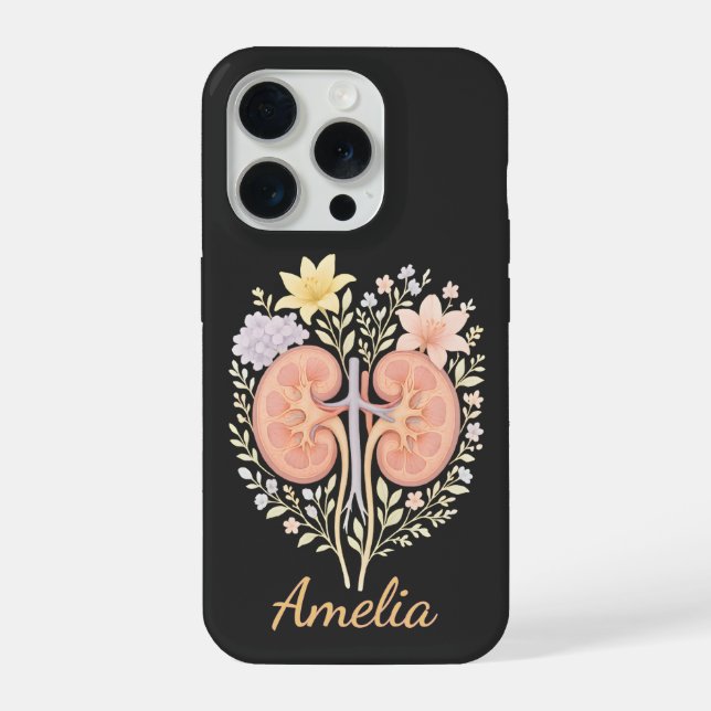 Coque iPhone Floral Anatomical Kidney Nephrology Nurse and Tech (Verso)