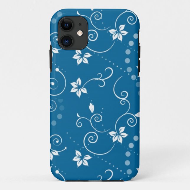 Coque iphone floral bleu tourbillonnant vintage (Dos)