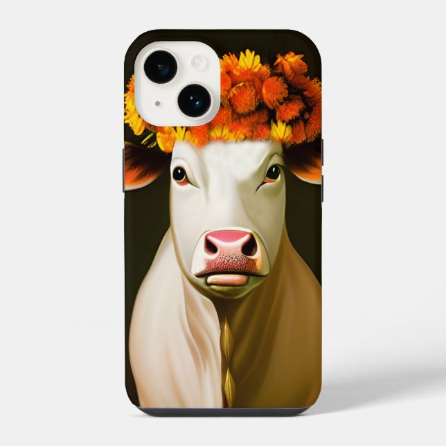 Coque iPhone Floral cow (Verso)