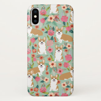 Coque iphone floral de corgi - menthe