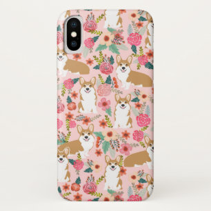 Coque iphone floral de corgi - rose