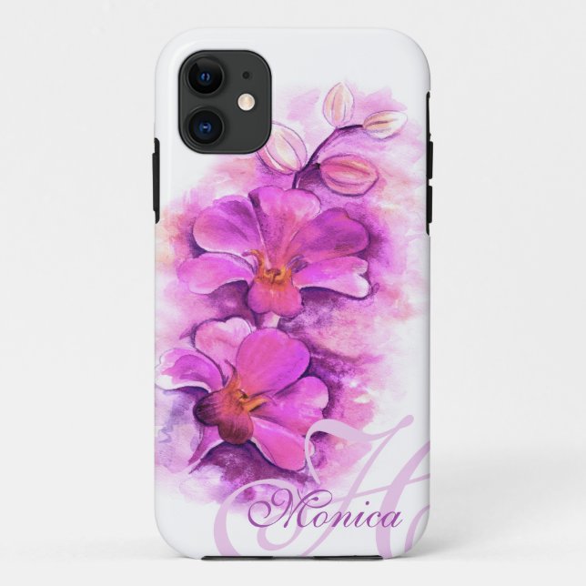 Coque iphone floral de l'art orchidée radieux (Dos)
