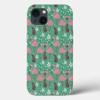 Floral flamingo sans couture motif rose vert