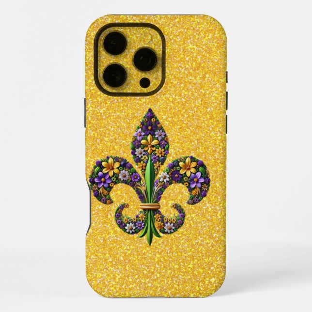 Coque iPhone Floral Mardi Gras fleur de lis (Verso)