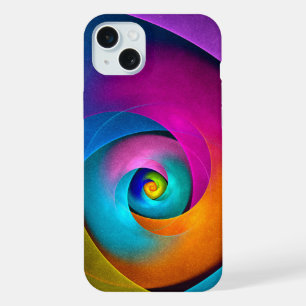 Coque iPhone 15 Plus Floral moderne Art Abstrait rose Bleu Motif #17