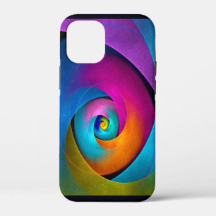 Coque iPhone 12 Mini Floral moderne Art Abstrait rose Bleu Motif #17