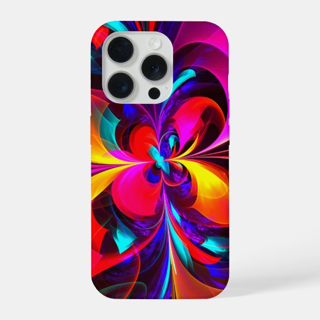 Coque iPhone Floral moderne Art Abstrait Rouge Bleu Motif #07 (Verso)