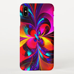 Coque iPhone XS Max Floral moderne Art Abstrait Rouge Bleu Motif #07