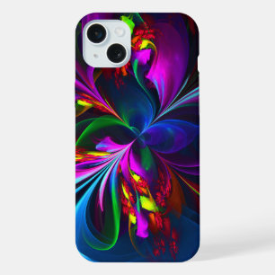 Coque iPhone 15 Plus Floral moderne Art Abstrait Rouge Bleu Motif #15
