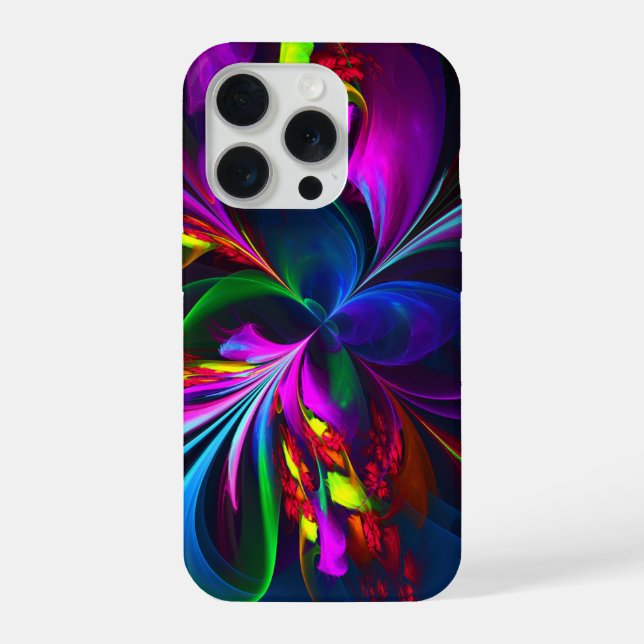 Coque iPhone Floral moderne Art Abstrait Rouge Bleu Motif #15 (Verso)