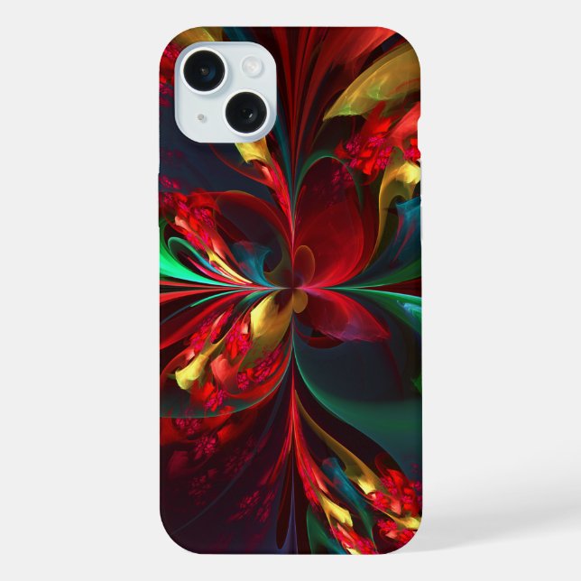 Coque iPhone Floral moderne Art Abstrait Rouge Vert Motif #11 (Verso)