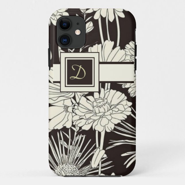 Coque iphone floral Monogramme moderne (Dos)