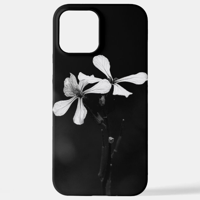 Coque iPhone floral noir et blanc minimal (Verso)