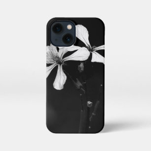 Etui iPhone 13 Mini floral noir et blanc minimal