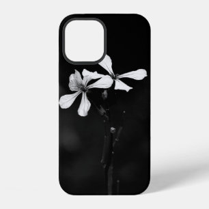 Coque iPhone 12 floral noir et blanc minimaliste