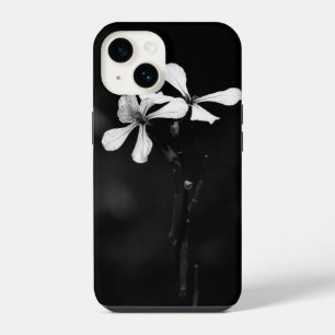 Coque Pour iPhone 14 floral noir et blanc minimaliste