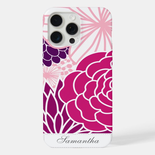 Coque iPhone Floral rose et violet (Verso)