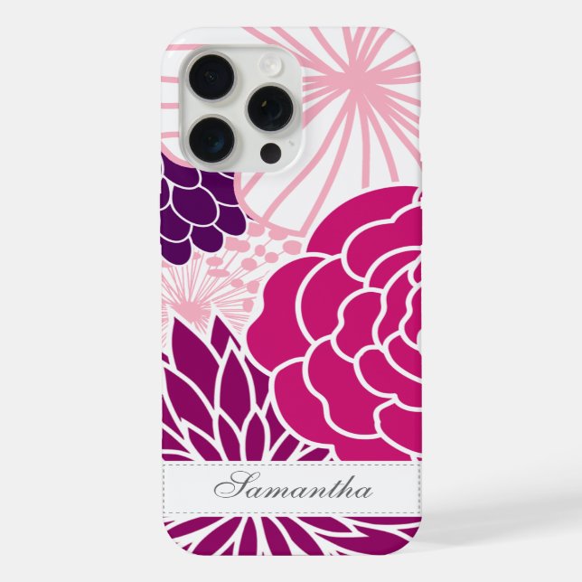 Coque iPhone Floral rose et violet (Verso)