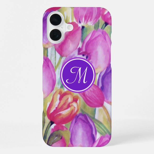Coque iPhone Floral rose monogramme (Verso)