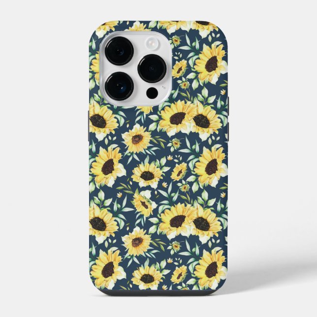 Coque iPhone Floral sunflower case for iphone 14 pro (Verso)