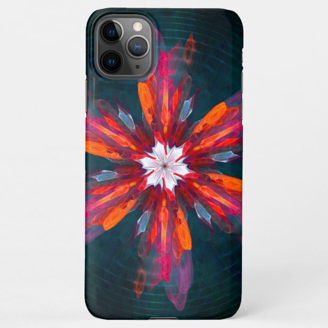 Coque iPhone Flore Mandala Flowers Orange Red Blue Abstract (Dos)