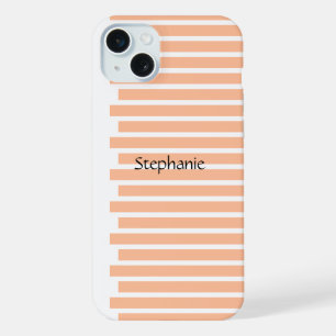 Coque iPhone 15 Plus Floue de pêche Monogramme Nom personnalisé Rayures