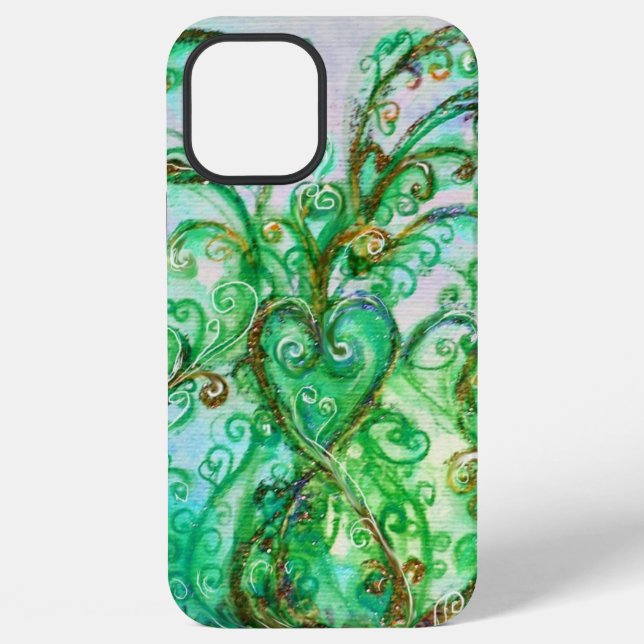 Coque iPhone FLOURISSEMENTS FANTAISISTES sarcelle vert blanc br (Verso)