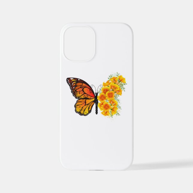 Coque iPhone Flower Butterfly with Yellow California Poppy (Verso)