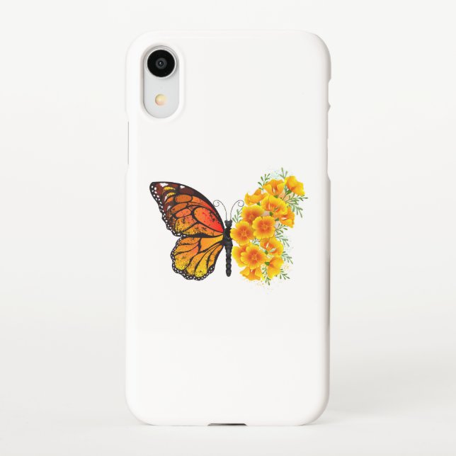 Coque iPhone Flower Butterfly with Yellow California Poppy (Dos)